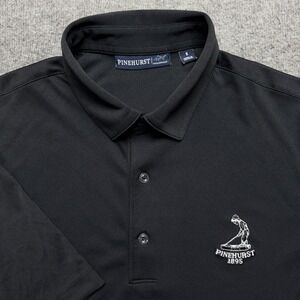 Greg Norman Polo Shirt Mens Small Black Pinehurst Golf Club‎ Performance Stretch